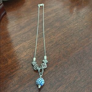 Elegant Sterling Silver and Blue Pendant Necklace